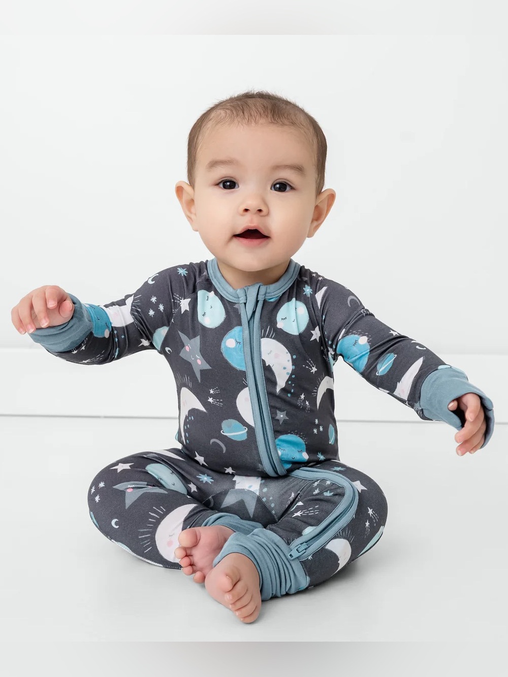 Little Sleepies Blue to the moon and back Zippy Bamboo Pajamas 12-18m